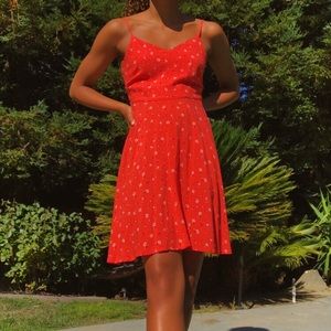 orange floral gap mini/midi dress